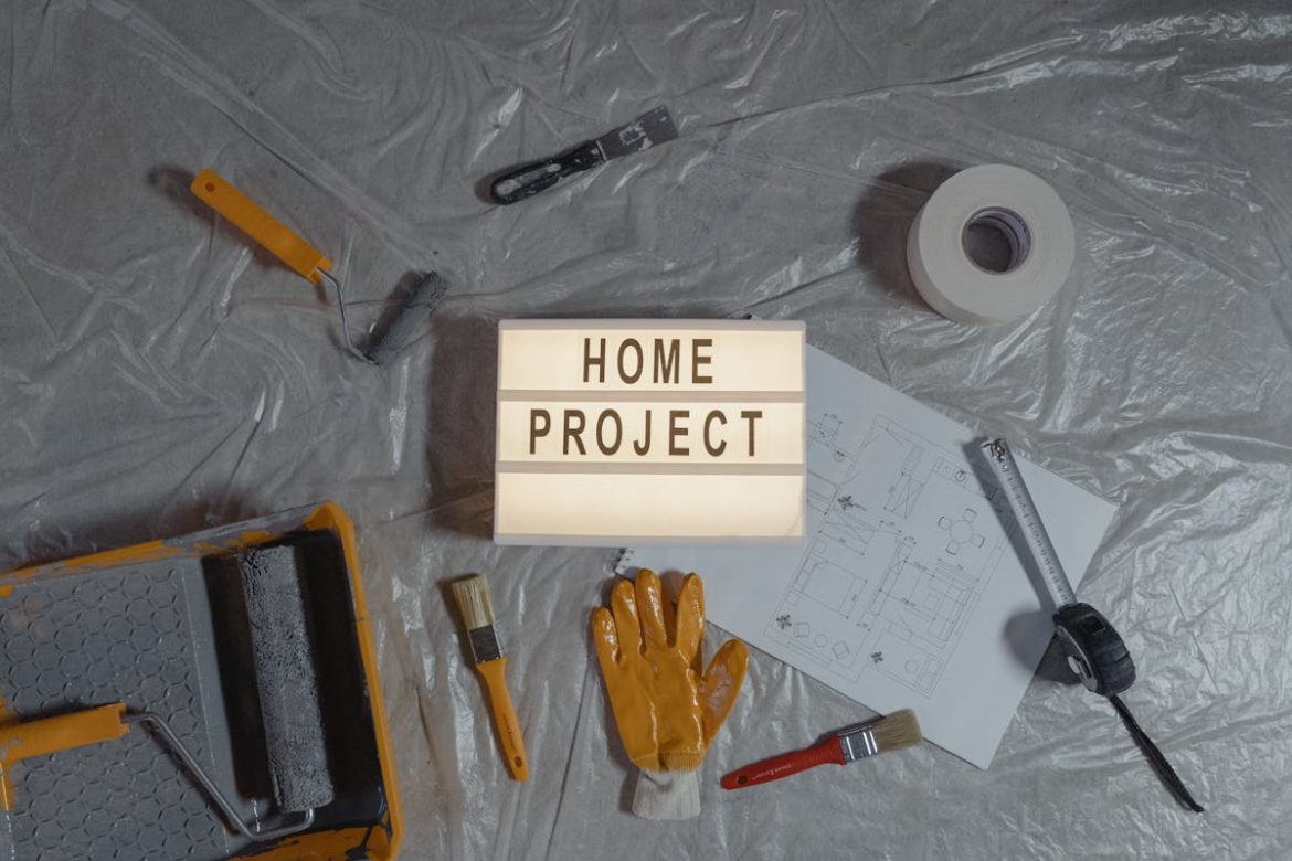 home project sign and tools